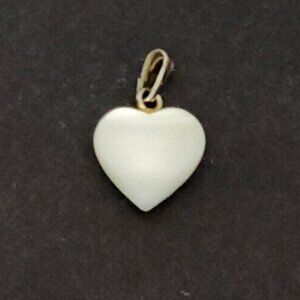 Vintage Mother Of Pearl Heart Shape Sterling Silver Pendant Charm .5" x  .5"